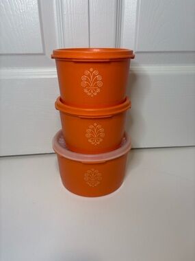 Tupperware Orange Round Food Storage Containers - Set of 3